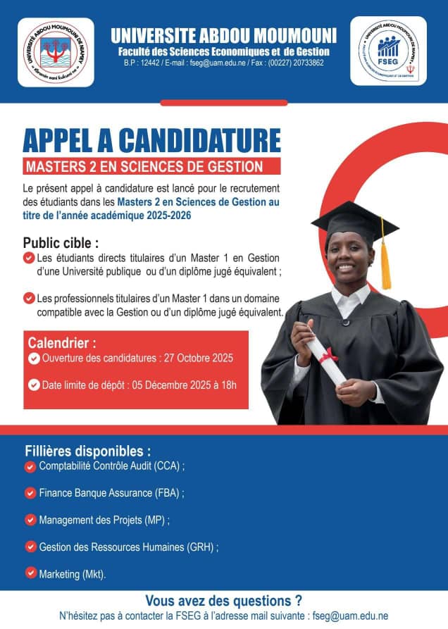 Appel à Candidature Master 2 en Sciences de Gestion (2025-2026)